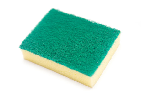 Sponges for dishwashing on white background, cleaningの写真素材