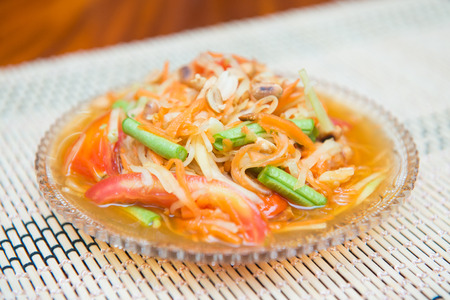 "Som Tum" spicy papaya salad Thai food, cuisineの写真素材