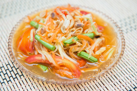 "Som Tum" spicy papaya salad Thai food, cuisineの写真素材