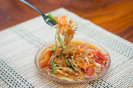"Som Tum" spicy papaya salad Thai food, cuisineの写真素材