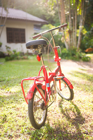 red folding bicycles in park, bikeの写真素材