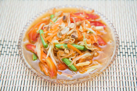 "Som Tum" spicy papaya salad Thai food, cuisineの写真素材