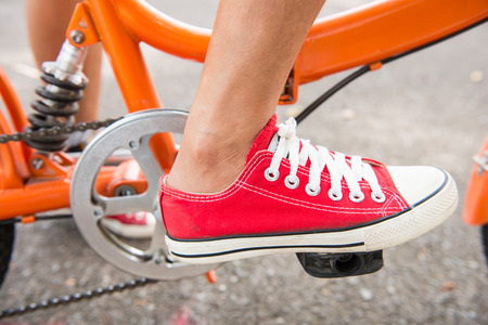 woman riding a bicycle in park, bikeの写真素材