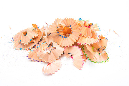 crayon pencil scrap on white background, pencil Sharpenerの写真素材