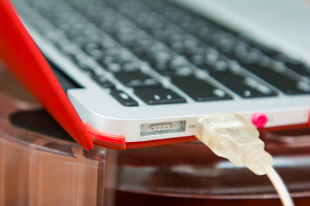 USB port of note book for Data transfer, technologyの写真素材