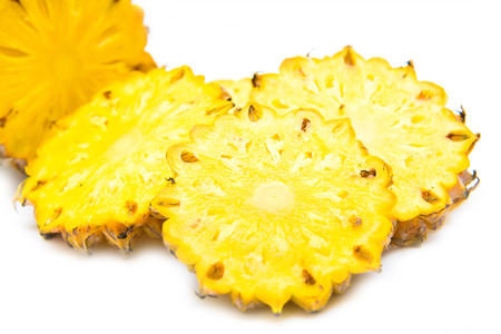 split pineapple fresh fruit on white background, fruitの写真素材