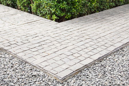 cement block walkway in the park, pathwayの写真素材