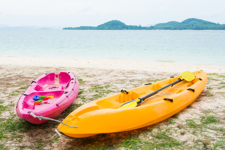 colorful canoe at the tropical beach, travelの写真素材