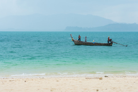 boat inside shore at Naka Noi Island, Phuket Thailandのeditorial素材