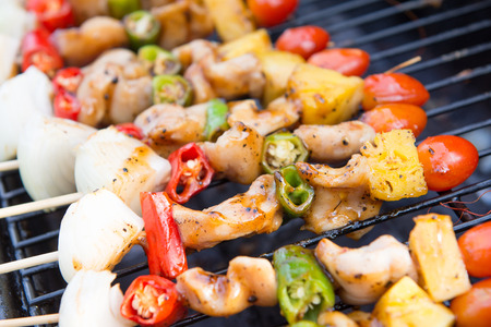 grilled barbecue chicken with colorful vegetable, foodの写真素材