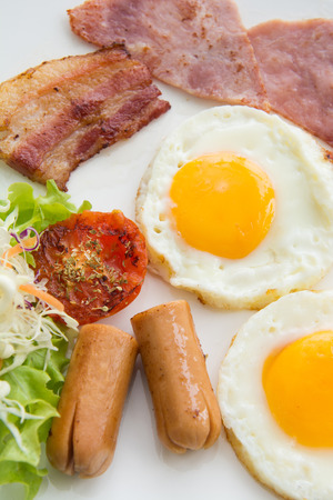 set of american breakfast for morning, foodの写真素材