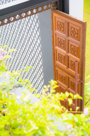 beautiful texture of antique wood door, architectureの写真素材