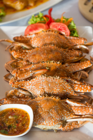 grilled fresh crab with seafood sauce, foodの写真素材