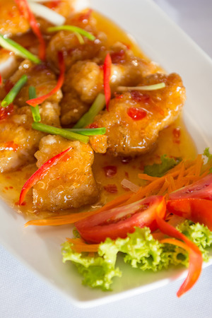 stir fried fish with spicy sauce, Thai foodの写真素材