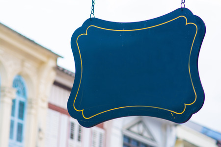 blank sign with sino portuguese building background, Phuket Thailandの写真素材