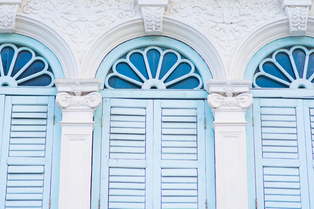 Old buildings in Sino Portuguese style, Phuket townの写真素材