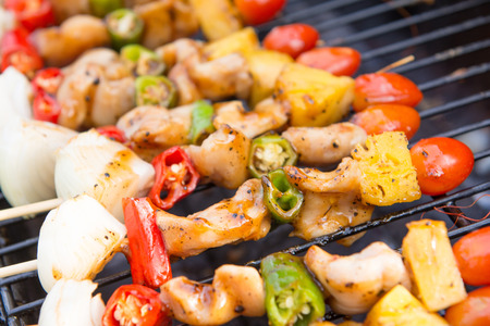 grilled barbecue chicken with colorful vegetable, foodの写真素材