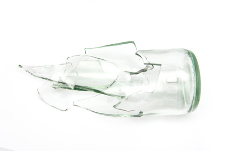 pieces of broken bottle glass, recyclingの写真素材