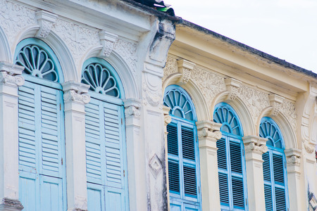 Old buildings in Sino Portuguese style, Phuket townの写真素材