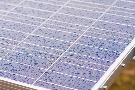 drop of rain on solar cells, technologyの写真素材