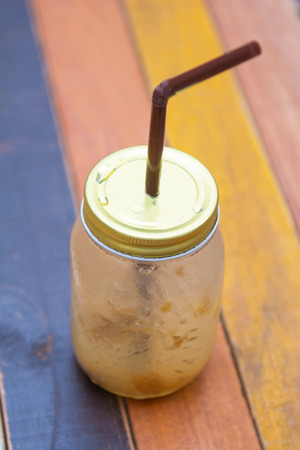 chinese plum juice in little jar, drinkの写真素材