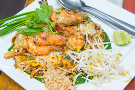 fried rice sticks with shrimp or pad thai goong sod, Thai foodの写真素材