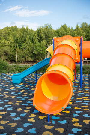 colorful playground in the park, outdoorの写真素材