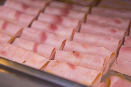 Fresh ham on line buffet in the hotel, foodの写真素材