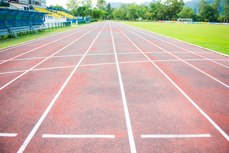 Running track in outdoor stadium, sportの写真素材