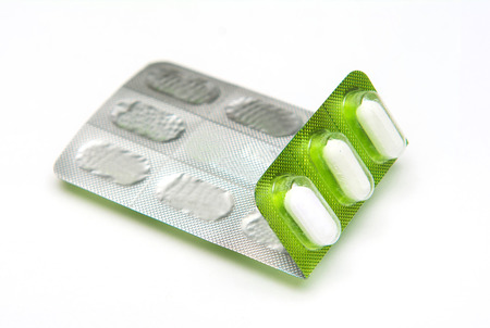 white Tablets in a blister, paracetamolの写真素材