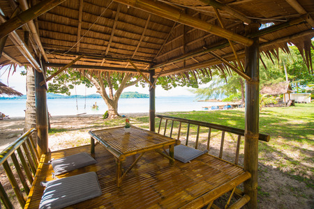 bamboo pavilion on the beach, natureの写真素材