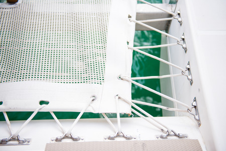 net for lay down on the yacht, boatの写真素材