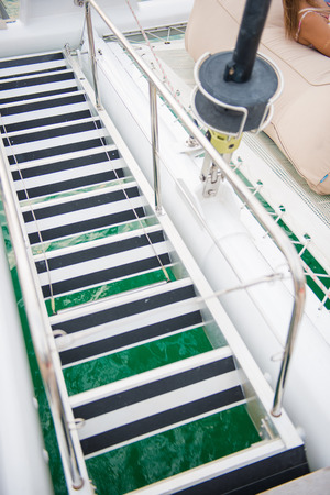 staircase on the yacht for playing water,boatの写真素材
