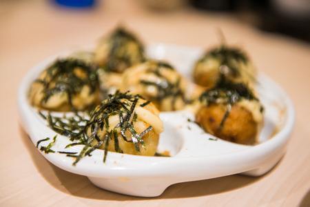 Tako yaki in Japanese restaurants, foodの写真素材