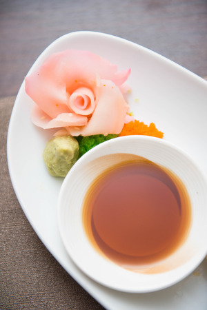 soy sauce with wasabi for japanese food, asianの写真素材