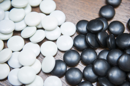 many black and white stones for go game playing, pointの写真素材