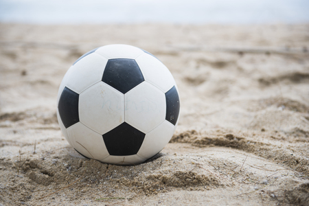 football on sand beach, soccerの写真素材