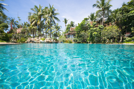 big swimming pool in tropical resort, waterのeditorial素材