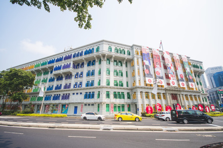 SINGAPORE, OCTOBER 13, 2015: colorful of MICA building It was known as the Old Hill Street Police Station in Singapore on October 13, 2015, landmarkのeditorial素材
