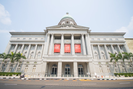 SINGAPORE, OCTOBER 13, 2015: National art gallery building or the old city hall building, Is one of the beautiful colonial style buildings in Singapore on October 13, 2015, landmarkのeditorial素材