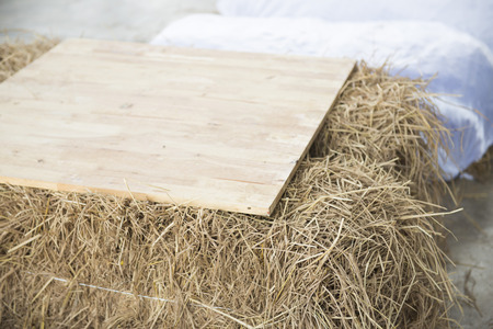 table and chair made by dried grass straw, furnitureの写真素材
