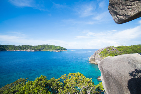 beautiful similan island like a heaven with blue sky and calm blue sea surf, Phang-nga, Thailandの写真素材