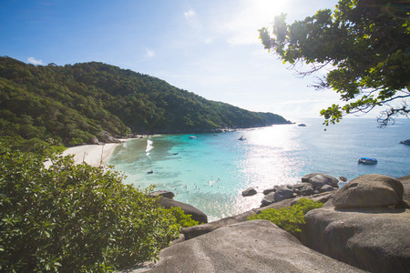 PHANG-NGA, THAILAND - November 7, 2015; beautiful similan island like a heaven with blue sky and calm blue sea surf on November 7, 2015, Phang-nga, Thailandのeditorial素材
