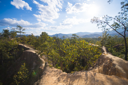 PAI, MAE HONG SON PROVINCE, THAILAND - DECEMBER 26, 2015: The Pai Canyon (Kong Lan) is one of Paiâs outstanding natural attractions and nature walks on december 26, 2015, Thailandのeditorial素材