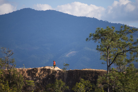 PAI, MAE HONG SON PROVINCE, THAILAND - DECEMBER 26, 2015: The Pai Canyon (Kong Lan) is one of Paiâs outstanding natural attractions and nature walks on december 26, 2015, Thailandのeditorial素材