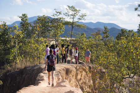 PAI, MAE HONG SON PROVINCE, THAILAND - DECEMBER 26, 2015: The Pai Canyon (Kong Lan) is one of Paiâs outstanding natural attractions and nature walks on december 26, 2015, Thailandのeditorial素材