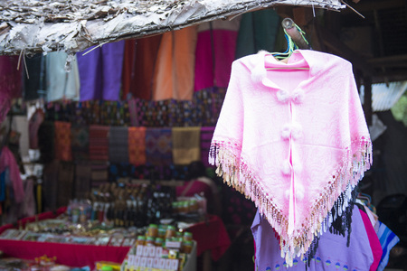 Souvenir shop in long neck tribe village at Mae Hong Son Province, Thailandの写真素材