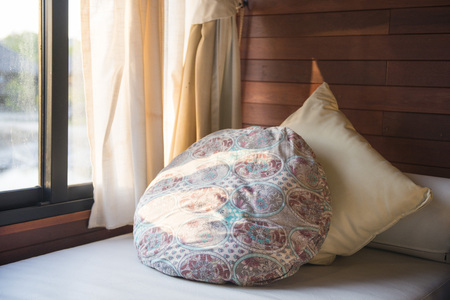 pillow on the sofa in bedroom, indoorの写真素材