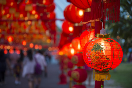 PHUKET, THAILAND - FEBRUARY 8, 2016: Chinese lanterns in lantern festival at Phuket on February 8, 2016, decorateのeditorial素材