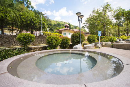 RANONG, THAILAND - JANUARY 23, 2016 : Raksa Warin hot spring is located in a park in Ranong on January 23, 2016, Thailandのeditorial素材